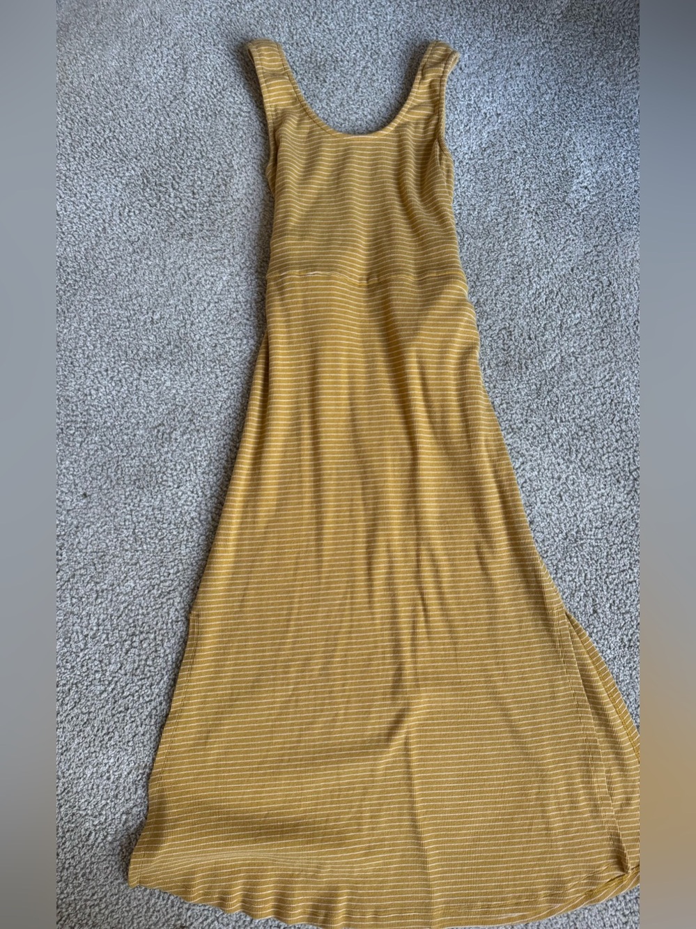 Eyeshadow Mustard Striped Scoop Neck Maxi Dress